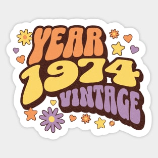 Year 1974 vintage, 50th birthday, 1974, vintage, turning 50, awsome 50th, birthday gift, best year Sticker